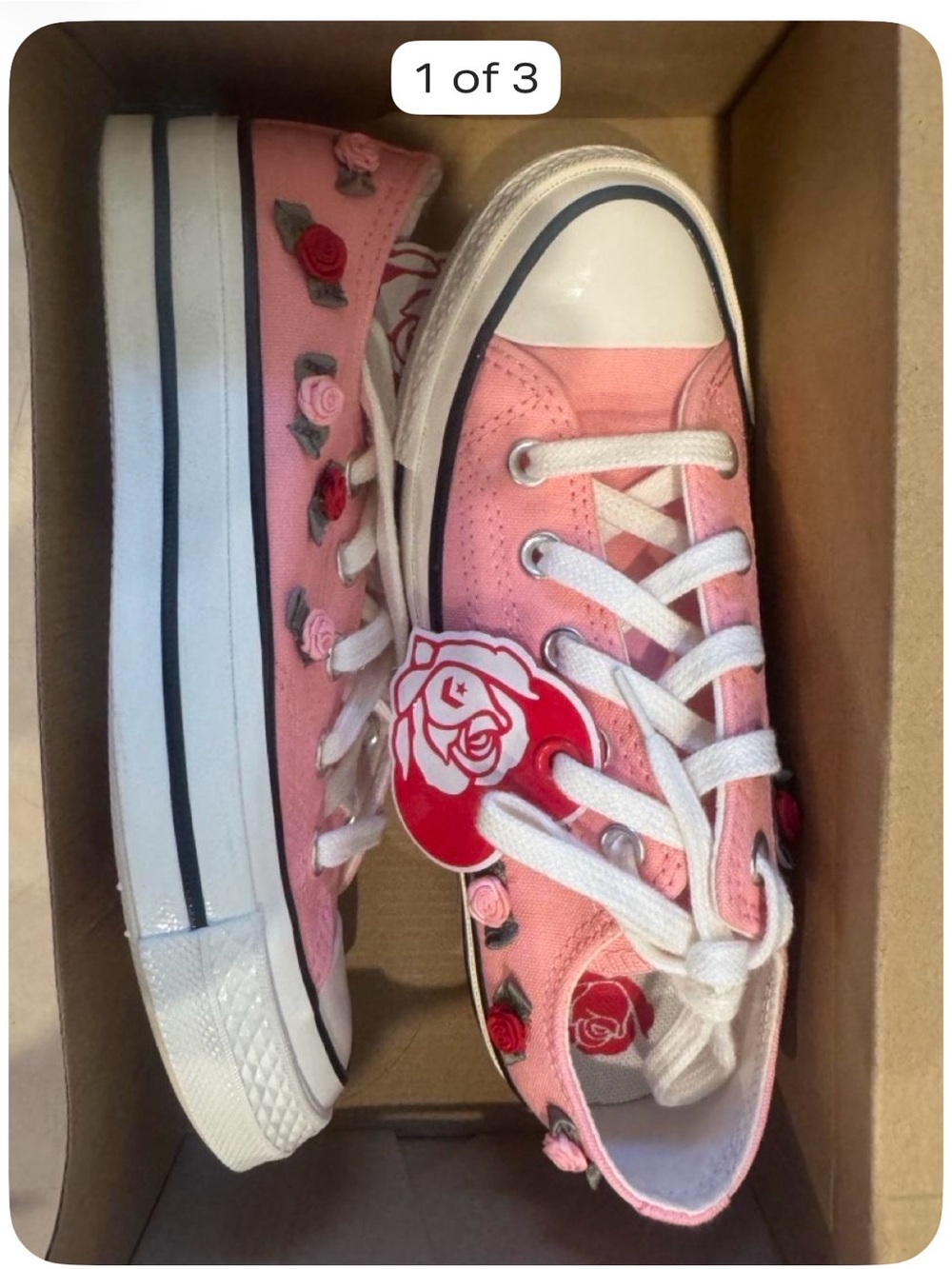 Converse Pink Floral Low-Top Kids Sneakers